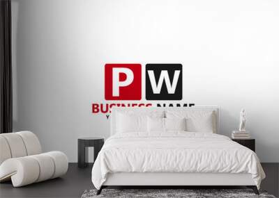 PW P&W Letter Type Logo, Creative pw Logo icon design Wall mural