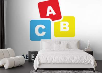 abc blocks flat . alphabet cubes with a icon. c letters in flat concept symbol design, vector illustration Wall mural