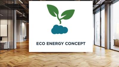 green eco energy concept icon. plant growing inside the light bu Wall mural