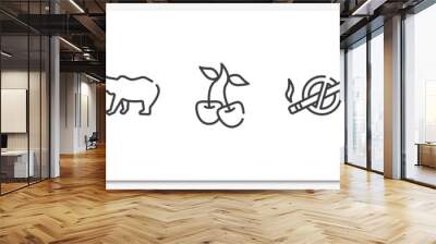 animals outline icons set. thin line icons sheet included crosshair, grizzly bear, cherry, no smoking, lynx vector. Wall mural