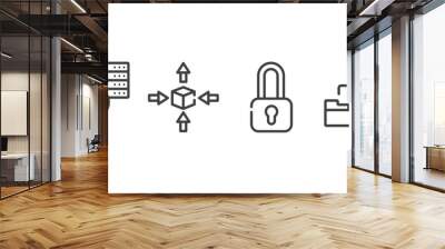 business and charts outline icons set. thin line icons sheet included data searching, differentiation, locked padlock, diagram folder vector. Wall mural