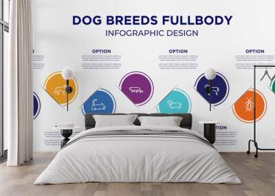 dog breeds fullbody concept infographic design template. included kurzhaar, american staffordshire terrier, st bernard, laying cat, snowshoe cat, bas hound, english mastiff, null, german sheperd for Wall mural