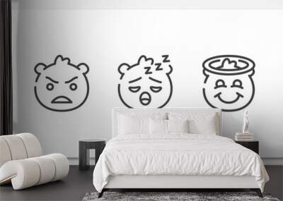 emoji outline icons set. thin line icons sheet included exploding head emoji, angry emoji, sleeping smiling with halo in love vector. Wall mural