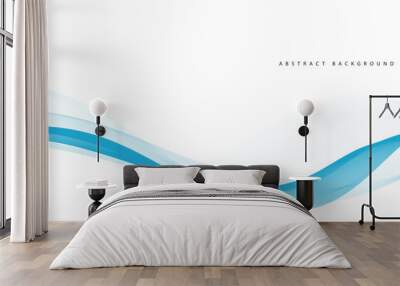 Abstract smooth flowing blue wavy design background Wall mural