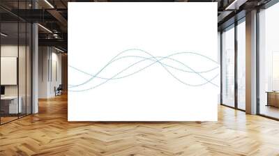 abstract vector blue wave lines on a white background Wall mural