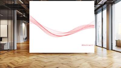 abstract vector red wave lines on white background Wall mural