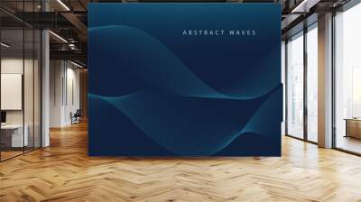 Blue background with flowing wave lines. Futuristic technology concept. Vector illustration	
 Wall mural