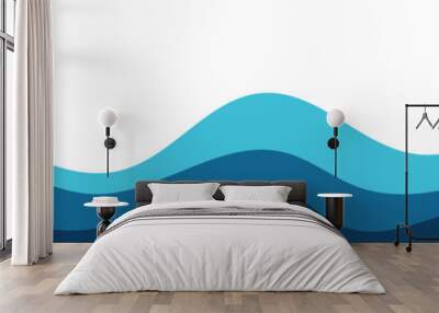 Sea waves layered vector background illustration and sea beach vector illustration.
 Wall mural