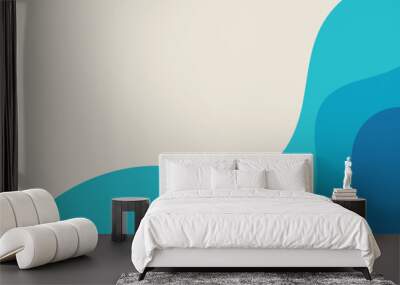 Vector layered blue water wave banner template	 Wall mural