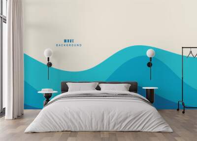 Vector layered blue water wave banner template Wall mural