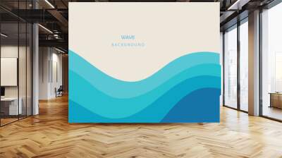 Vector layered blue water wave banner template Wall mural