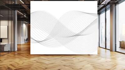 Wave lines vector illustration. Curve wave seamless pattern. Line art striped graphic template. Wall mural