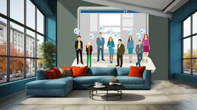 Concept of business social networking Wall mural