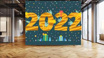 New Year party card. Numbers 2022. Flat design Wall mural