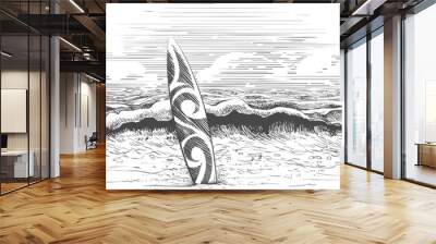 Beach panorama sketch Wall mural