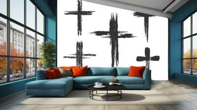 brush painted cross icons Wall mural