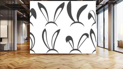 Bunny ears mask icon set Wall mural