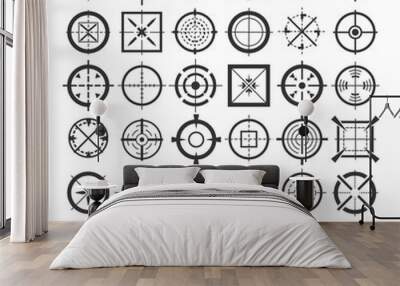 Crosshairs. Target crosshair icons, vector targeting shooter cross hairs, bullseye weapon targets isolated on white background, vector illustration Wall mural