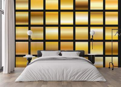 metal golden gradients. vector square gold gradient texture collection for design Wall mural