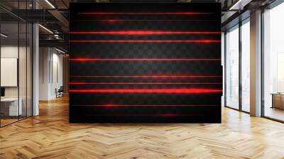 Red laser lights. Vector bright lights of neon or laser, red lamp light graphic effect Wall mural