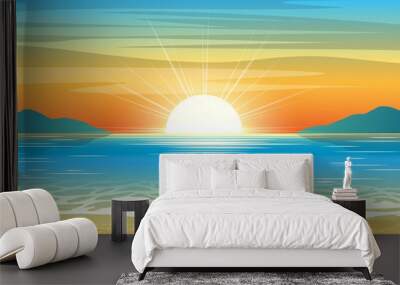 Seascape sunset background Wall mural