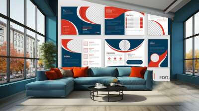 Brochure template layout design, creative business profile template layout, 16 pages, annual report, minimal, multipage brochure design. Wall mural