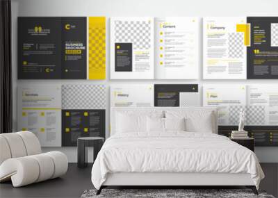 Company profile template layout design with yellow and black color shape, Multipage business brochure template with professional design. Wall mural