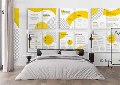 Creative modern brochure template design, yellow color shape business brochure layout design. Wall mural