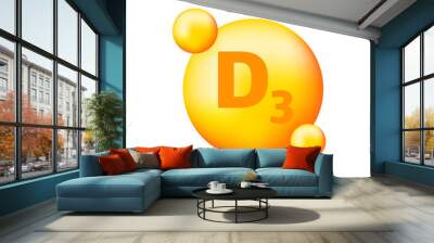 Vitamin D3. Niacin vitamin drop pill capsule icon. Wall mural