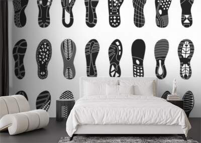 Footprint shoe vector black set icon. Vector illustration sole on white background. Isolated black set icon footprint shoe. Wall mural