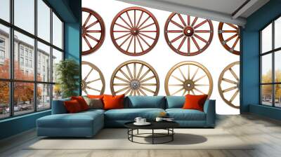 Wheel of west wild isolated realistic set icon. Vector realistic set icon wooden cartwheel. Vector illustration wheel of west wild on white background. Wall mural