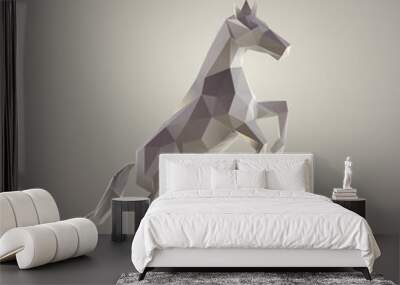 Poly White Unicorn Vector 3D Rendering Wall mural