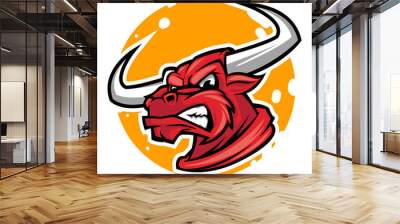 angry bull head mascot vector illustration Wall mural