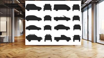 Car auto vehicle transport silhouette type design travel race model technology style and generic automobile contemporary kid toy flat vector illustration. Wall mural