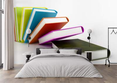 colored books isolated on glossy white #2 Wall mural