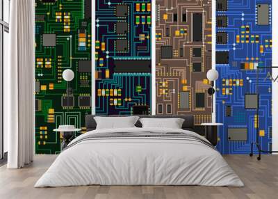 Computer chip technology processor circuit motherboard information system vector illustration Wall mural