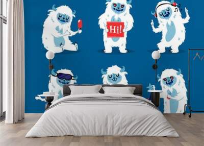 Cute yeti biigfoot monsters vector set. Wall mural