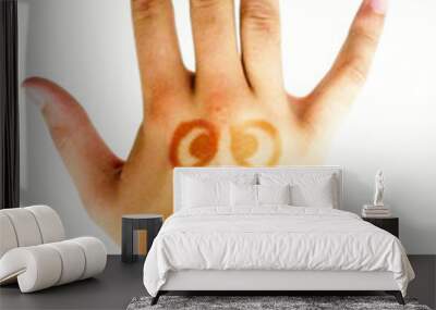 hand with smile isolated on white Wall mural