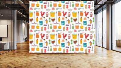 House cleaning tools seamless pattern Wall mural