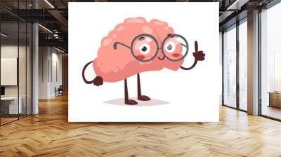 Smart brain character cartoon mind cute human organ. Creativity concept graphic smart brain character Genius medical imagination smart brain character success comic vector exercise. Wall mural