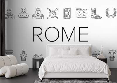 Ancient Rome Antique History Icons Set Vector . Wall mural