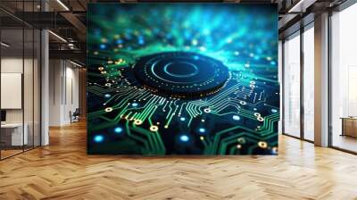 backg technology round background illustration digital innovation, internet software, data network backg technology round background Wall mural