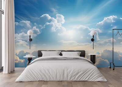 blue sunny clouds Wall mural