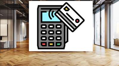 card contactless pay post terminal device color icon vector. card contactless pay post terminal device sign. isolated symbol illustration Wall mural