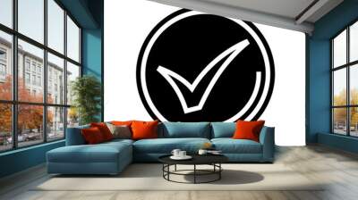 check mark circle glyph icon vector. check mark circle sign. isolated symbol illustration Wall mural