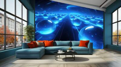 digital blue futuristic background illustration modern design, sci fi, cyber neon digital blue futuristic background Wall mural