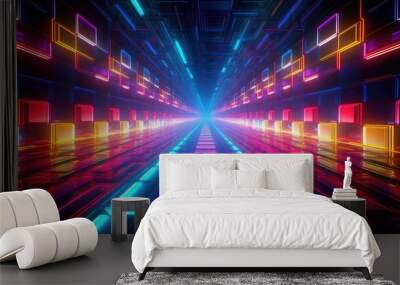 digital technology neon background Wall mural