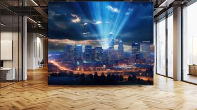 dusk blue light rays Wall mural