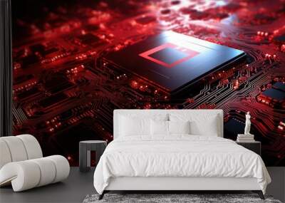 futuristic technology background red Wall mural