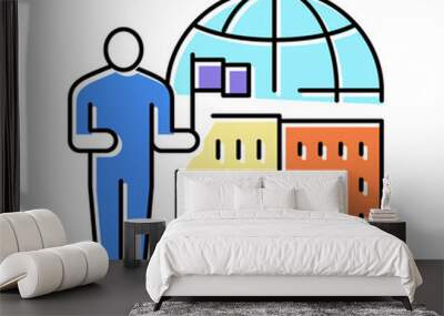 international admission color icon vector illustration Wall mural